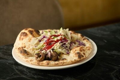 Lamb Kebab Roll with Nan & Salad