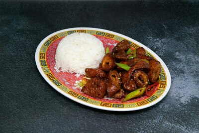 Pork Fat Ends with Garlic & Dried Chilli 川椒肥肠饭