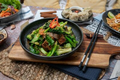 CHINESE BROCCOLI WITH CRISPY PORK BELLY or DUCK