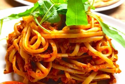 PASTA BOLOGNESE    1/2 Portion  (Allergens: Lactose, Gluten Wheat, Celery, Egg, Sulphur Dioxide)