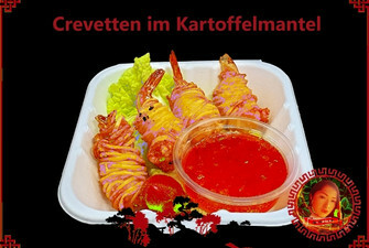 Crevetten im Kartoffelmantel.