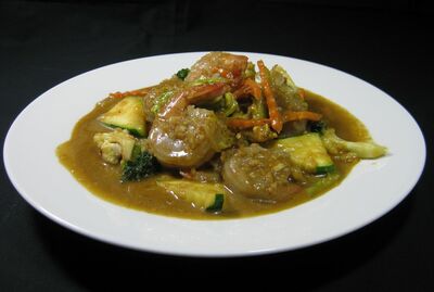 Peanut Sauce Seafood or Prawns with Vegetables