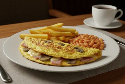 Ham, Cheese & Mushroom Omelette
