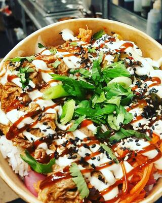 Sticky BBQ Hoi Sin Kimchi Pork Bowl