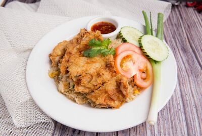 Fried Chicken over Fried Rice