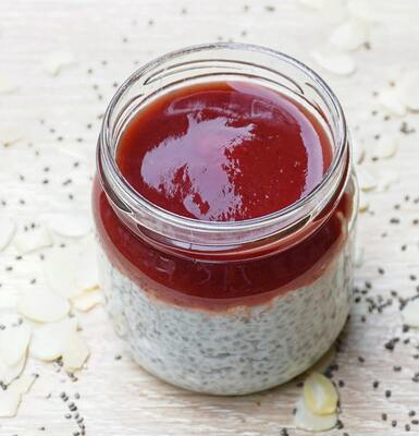 Pudding de Chia, coulis fruits rouges