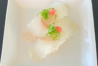 halibut w/green onion and spicy red raddish