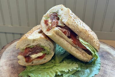 #13 - Prosciutto, Fresh Mozzarella, Roasted Peppers, Lettuce, Tomato, Oil & Vinegar Dressing
