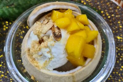 CC5.  Coconut Jelly with Mango, Coconut Ice Cream and Peanuts