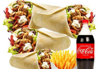4 Durum con patatas y refresco de 1.25L