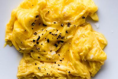 Soft scrambled eggs with truffle butter