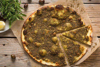 16B. Zatar & Olive Oil Toasted Pita "Pizza" (Mana'eesh)