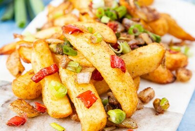 Salt and spice skin on fries