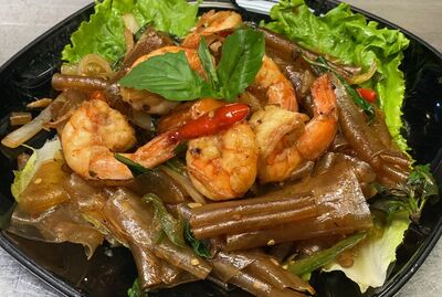 Drunken Shanghai Noodles with Shrimp (very recommend) med spicy