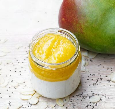 Délice Blanc, coulis fruits exotiques