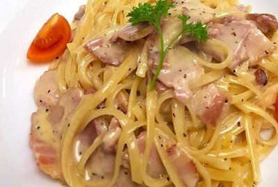 PASTA ALLA CARBONARA  1/2 Portion  (Allergens: Lactose, Gluten Wheat, Egg)