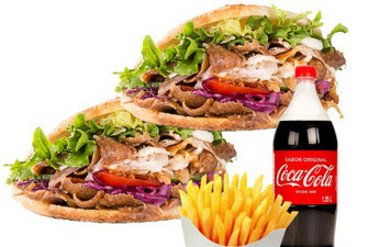 2 Kebab con patatas y refresco de 1.25L