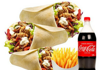3 Durum con patatas y refresco de 1.25L