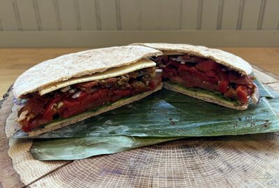 #16 - Leaf Lettuce, Red Onion, Tomato, Sun Dried Tomato, Roasted Peppers, Havarti Dill Cheese,