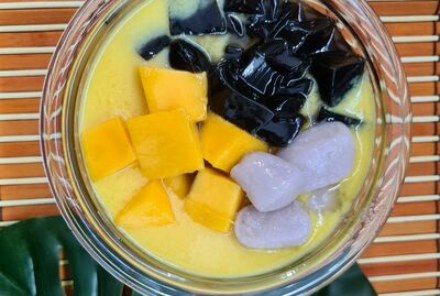 M6.  Mango Sago with Grass Jelly & Taro Ball