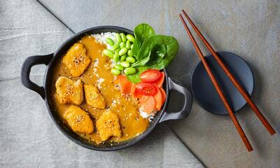Vegan Chicken Katsu Curry - Rice