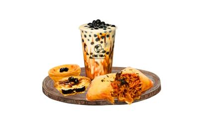 Ramen Pillow & Egg Tart & Regular Bubble Tea Meal Deal 拉麵枕頭& 蛋撻& 中杯奶茶套餐