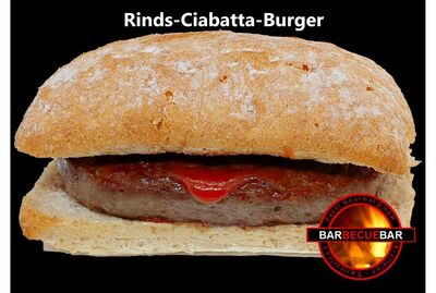 Rinds-Ciabatta-Burger  ("eifach numä 200g Rindsfleisch ohne Gmüs")